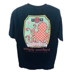 Simply Southern "Unwind in the South" Navy Octopus T-Shirt - Size Large